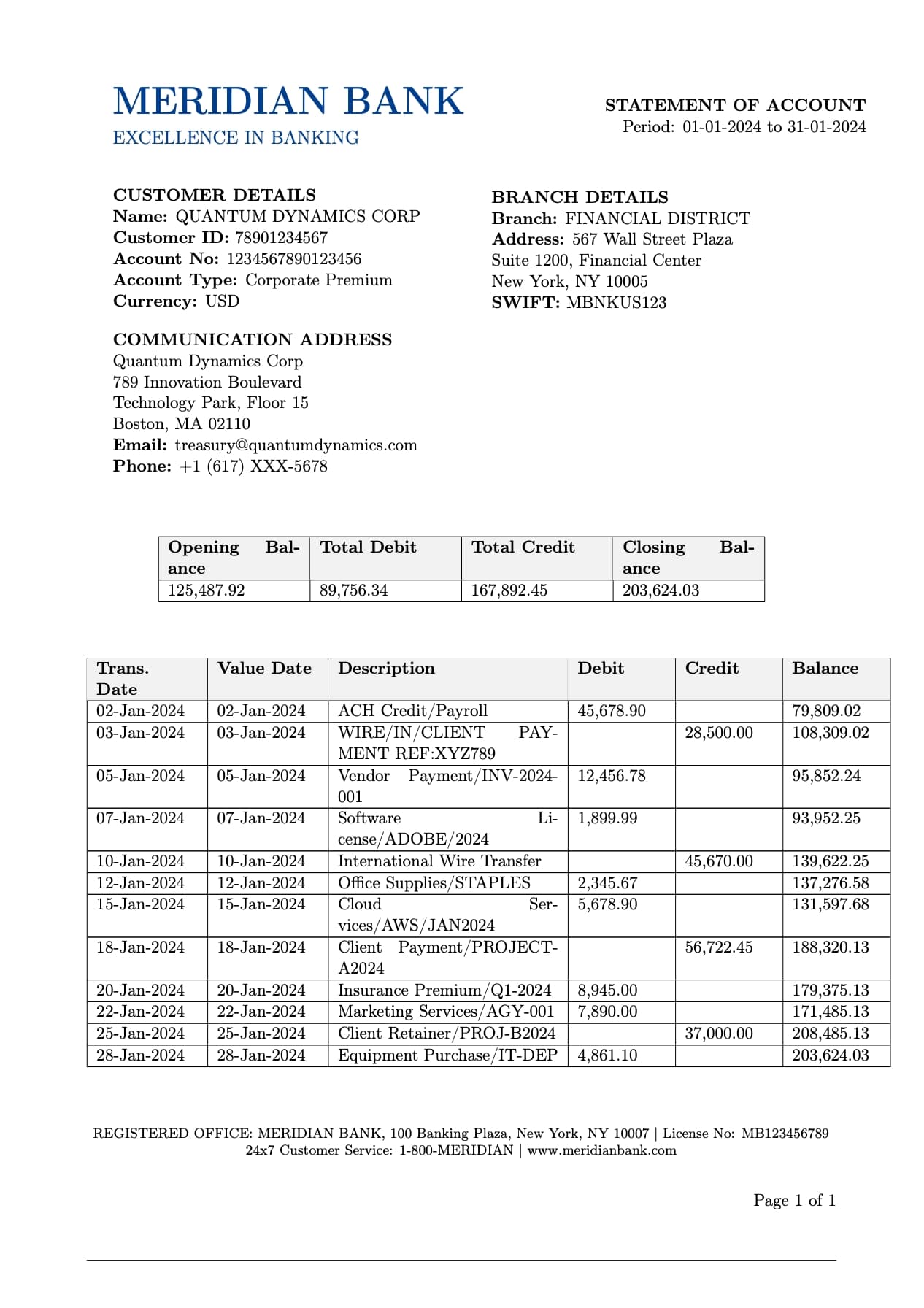 Bank Statement